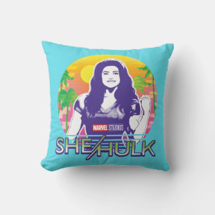 She-Hulk Retrowave Graphic Throw Pillow