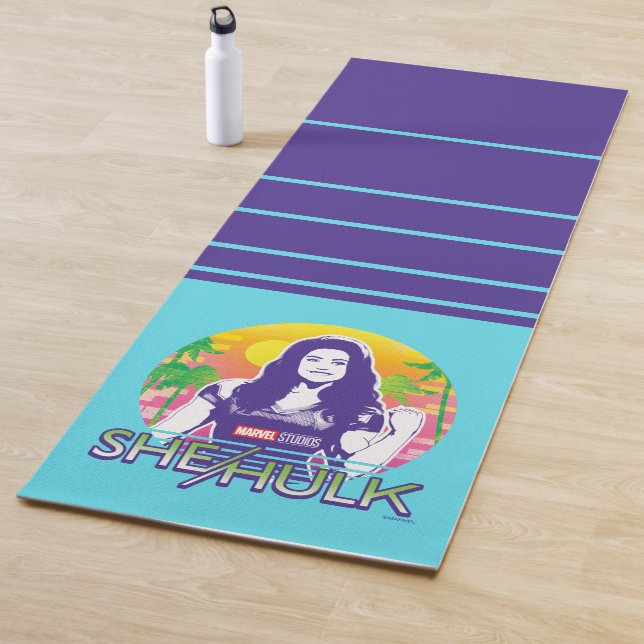 She-Hulk Retrowave Graphic Yoga Mat (In Situ)