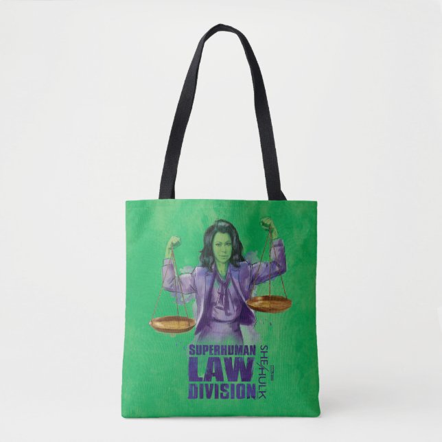 She-Hulk Scales of Justice Superhuman Law Division Tote Bag (Front)