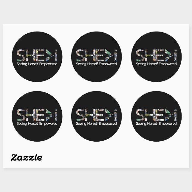 SHE>i Seeing Herself Empowered Classic Round Stick Sticker (Sheet)