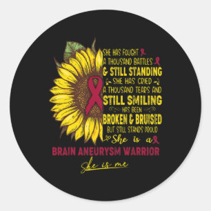 She is a Brain Aneurysm Warrior SHE IS ME Classic Round Sticker
