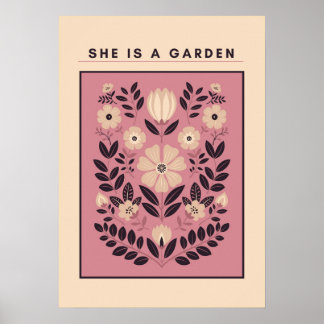She Is a Garden – Botanical Wall Art (Blush)