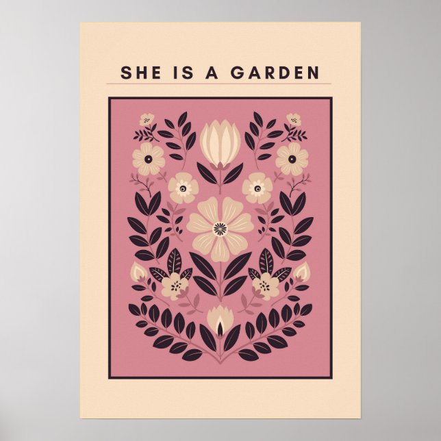 She Is a Garden – Botanical Wall Art (Blush) (Front)