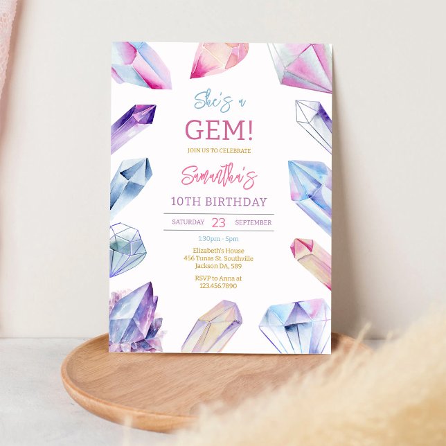 She Is A Gem Stone Crystal Birthday Invitation (Creator Uploaded)