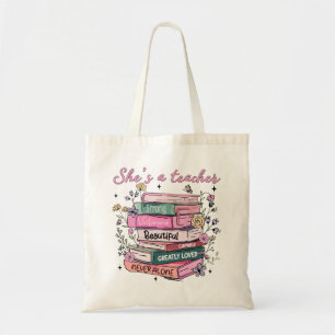 She is a Teacher Book Bible Tote Bag