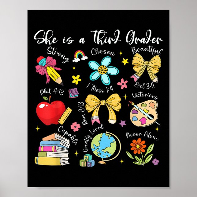 She Is A Third Grader Bible Verses Back To School  Poster (Front)