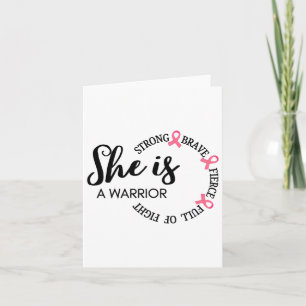 She Is A Warrior Strong Brave Pink Breast Cancer A Card