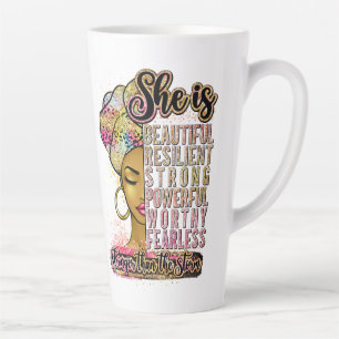 She is beautiful resilient strong powerful worthy  latte mug