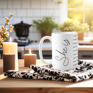 She is beautiful - scripture personalized floral coffee mug