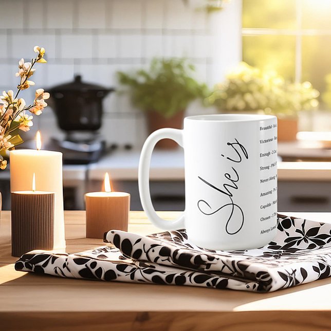 She is beautiful - scripture personalized floral coffee mug (Creator Uploaded)