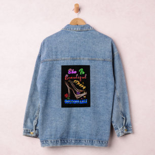 She Is Beautiful Strong Unstoppable Denim Jacket