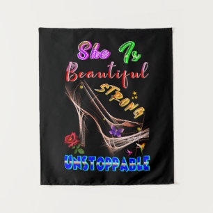 She Is Beautiful Strong Unstoppable Tapestry