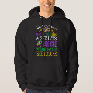 She Is Clothed In Beads Feather Mask King Cake Mar Hoodie