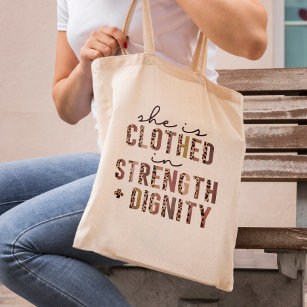 She Is Clothed In Strength & Dignity Christian  Tote Bag