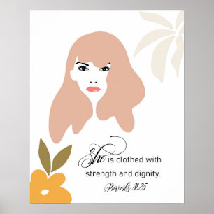 She Is Clothed With Strength And Dignity, Bible Poster