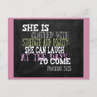 She is clothed with strength and dignity postcard