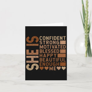 She Is Confident Strong Motivated Happy Beautiful  Card