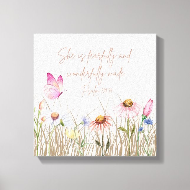 She is Fearfully and Wonderfully Made - Nursery  Canvas Print (Front)