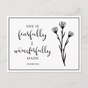 She is fearfully & wonderfully made Psalms quote Postcard