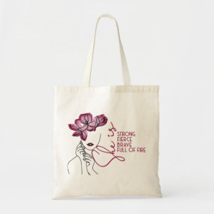 She Is Fierce Line Drawing Feminist Tote Bag