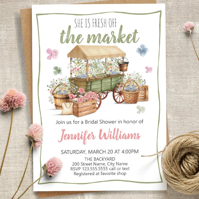 She Is Fresh Off The Market Bridal Shower Invitation (Creator Uploaded)