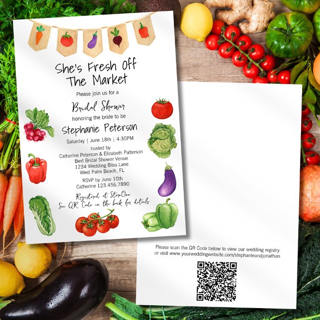 She is Fresh Off the Market QR Code Bridal Shower Invitation (Creator Uploaded)