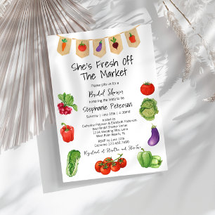 She is Fresh Off the Market Veggies Bridal Shower Invitation