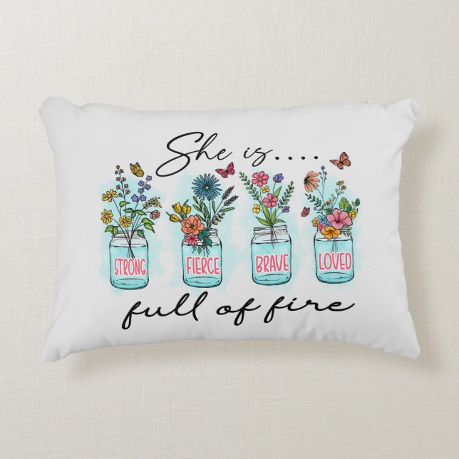 She Is Full Of Fire Accent Pillow (Front)