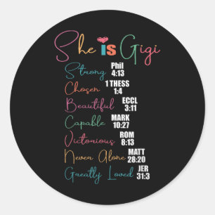 She Is Gigi Christian Mothers Day Present Grandma  Classic Round Sticker