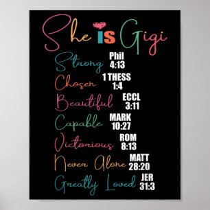 She Is Gigi Christian Mothers Day Present Grandma Poster