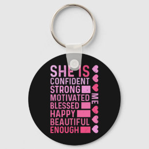 She Is Me Strong Educated Blessed Black History Wo Keychain