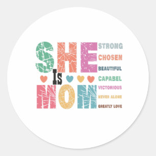 She is Mom Classic Round Sticker