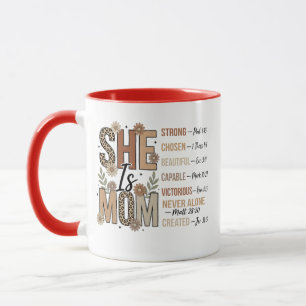 She Is Mom Mug   Floral Leopard Print Mom Gift
