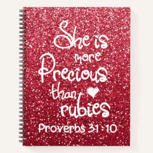 She Is More Precious Than Rubies Proverbs Glitter Notebook