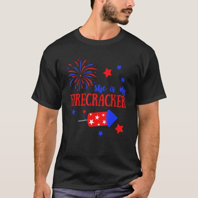 She Is My Firecracker Cute 4th Of July Matching Co T-Shirt (Front)