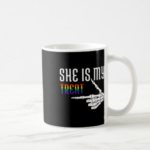 She Is My Treat Skeleton Matching Couple Halloween Coffee Mug