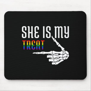 She Is My Treat Skeleton Matching Couple Halloween Mouse Pad