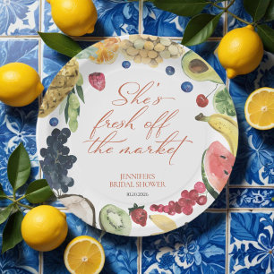 She is off the Market   Watercolor Bridal Shower Paper Plate
