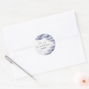 She is on cloud nine bridal shower classic round sticker