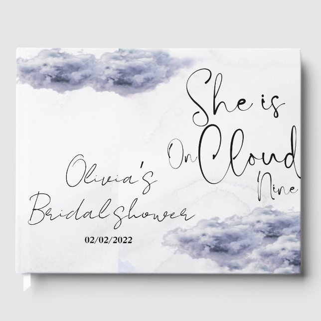She is on cloud nine bridal shower  guest book (Front)