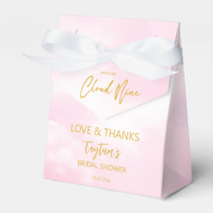 She is on cloud nine bridal shower pink and gold favor box