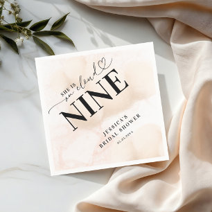 She is on Cloud Nine Heart Script Bridal Shower Napkin