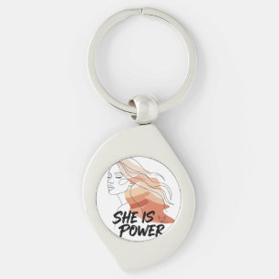 She Is Power – Desert Tones Feminine Line Art Keychain