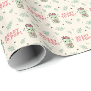 She Is Ready To Pop Baby Shower Girl Boho Kawaii Wrapping Paper