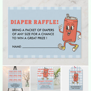 She Is Ready To Pop Blue Gingham Diaper Raffle Enclosure Card