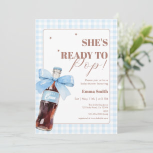 She Is Ready to Pop Blue Soda Pop Baby Shower Thank You Card