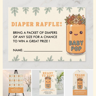 She Is Ready To Pop Orange Soda Diaper Raffle Enclosure Card