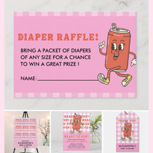She Is Ready To Pop Pink Gingham Diaper Raffle Enclosure Card