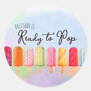 She is Ready to Pop Popsicle Baby Shower  Classic Round Sticker