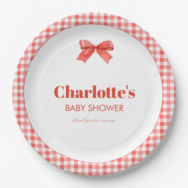 She Is Ready to Pop Red Soda Pop Baby Shower Paper Plate (Front)